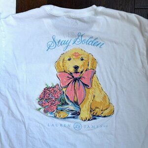 LJ by Lauren James "Stay Golden" Long-Sleeve Golden Retriever T-Shirt (White) L